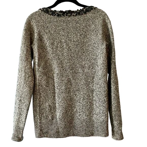 J. Crew Sweaters Gray Lambswool Boyfriend Black sequin crew neck pull over XS - Picture 2 of 9